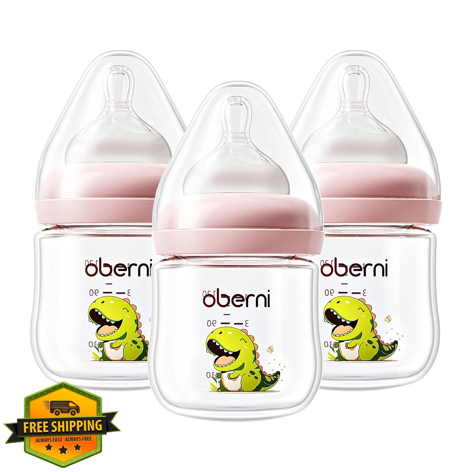 Oberni Baby Bottles Pink 3 Pack S Teat