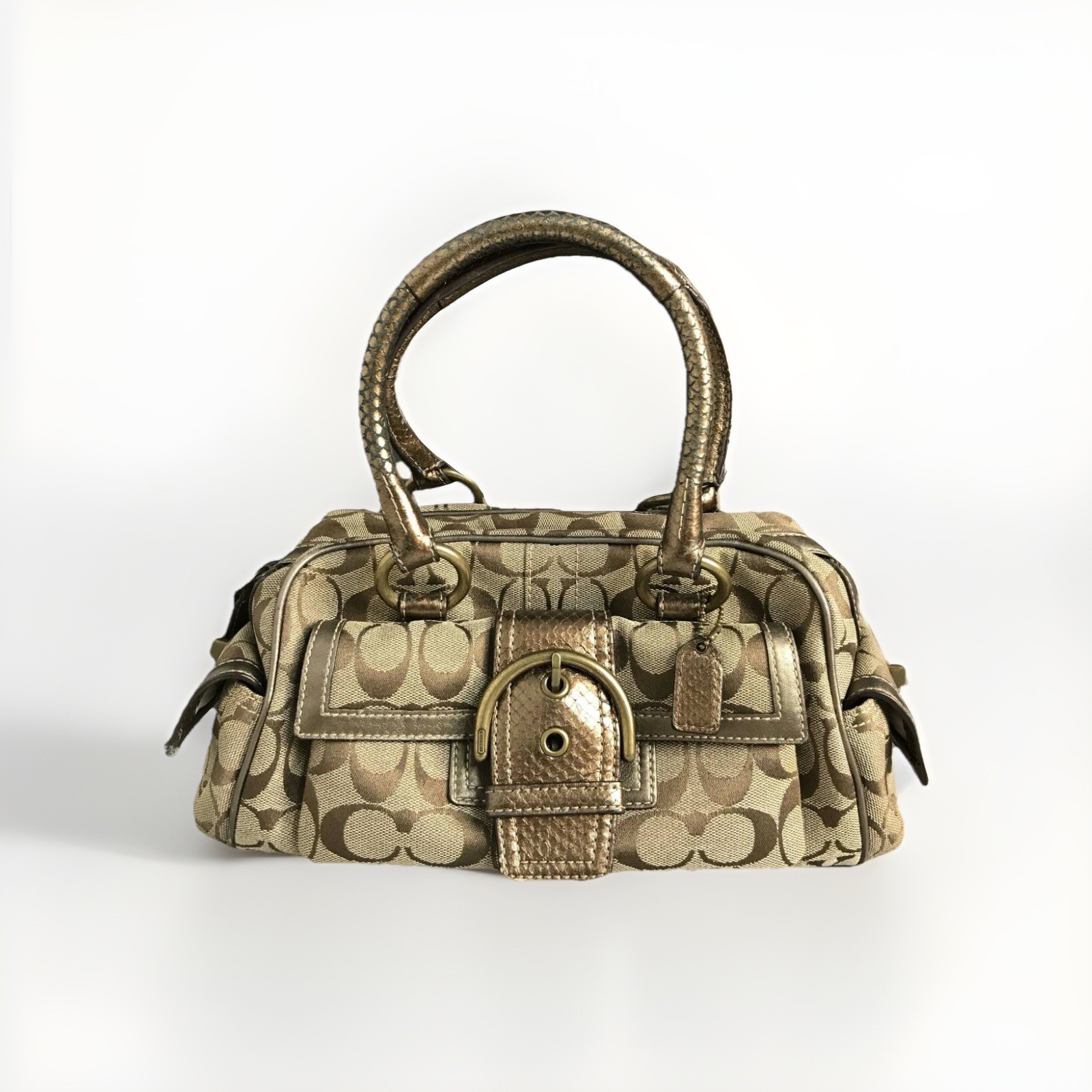 Coach vintage Soho handbag canvas turn lock beige Signature 8K40 Y2K