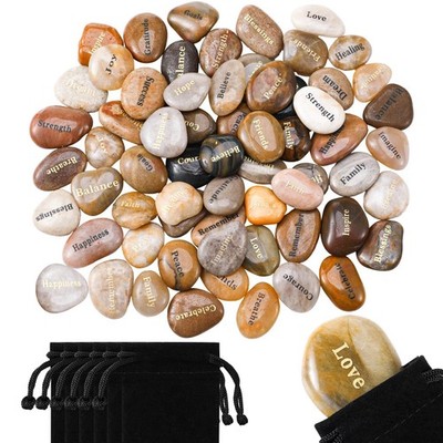 Nuanchu 72 Set Inspirational Stones Bulk with Velvet Bags Different Words Enc...