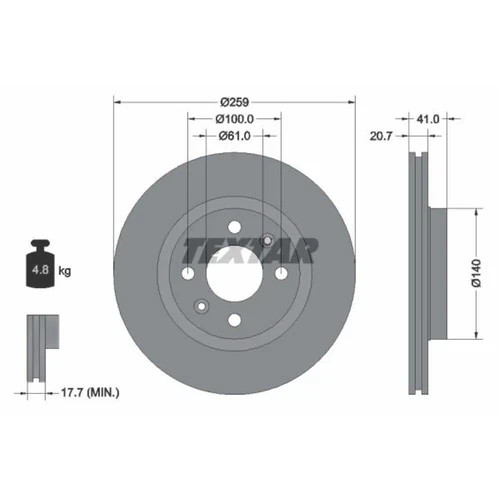 2X Textar 92054900 Bremsscheiben Ø 259Mm Renault Clio Kangoo Megane Twingo Vorne-image