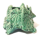 Vintage McCoy Style Green Turtle Planter Ceramic Pottery Tropical Leaf Vase 8.5” — photo 4