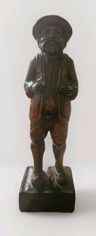 Antique Hand Carved Wood Folk Art Old Man Black Forest Sign MJC 9".1/2x3