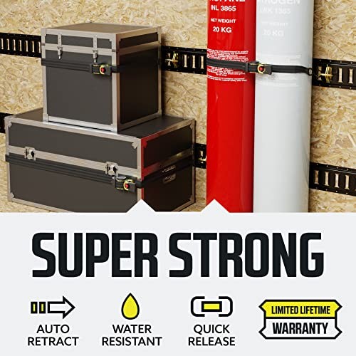 DC Cargo Mall Auto Retractable Ratchet Straps (2-Pack) 1” x 10ft, Heavy Duty, 