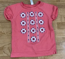 Tea Collection Size 6-7 Coral Printed Short Sleeve Sweatshirt