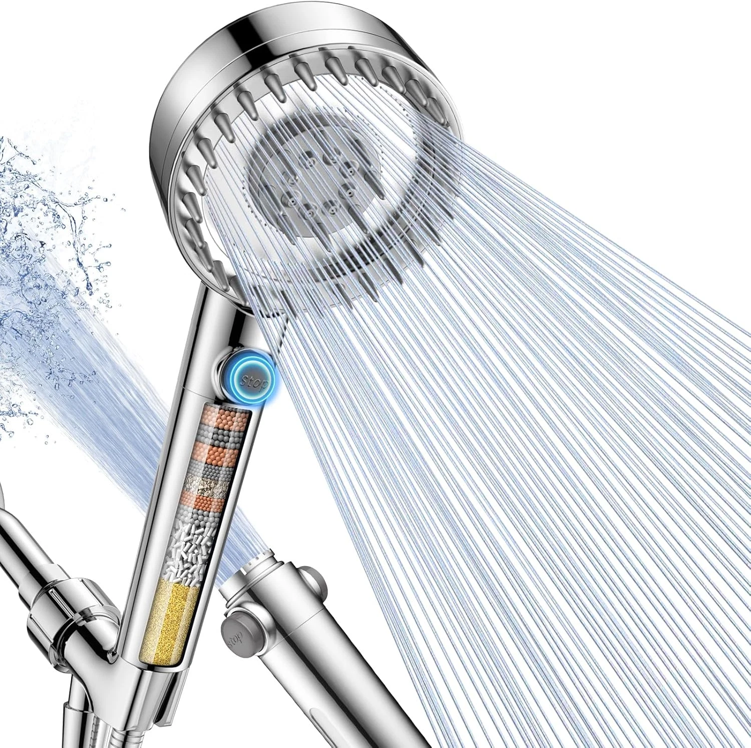 Filtered Handheld Shower Head, High Pressure 4 Spray Mode Showerhead with Filter