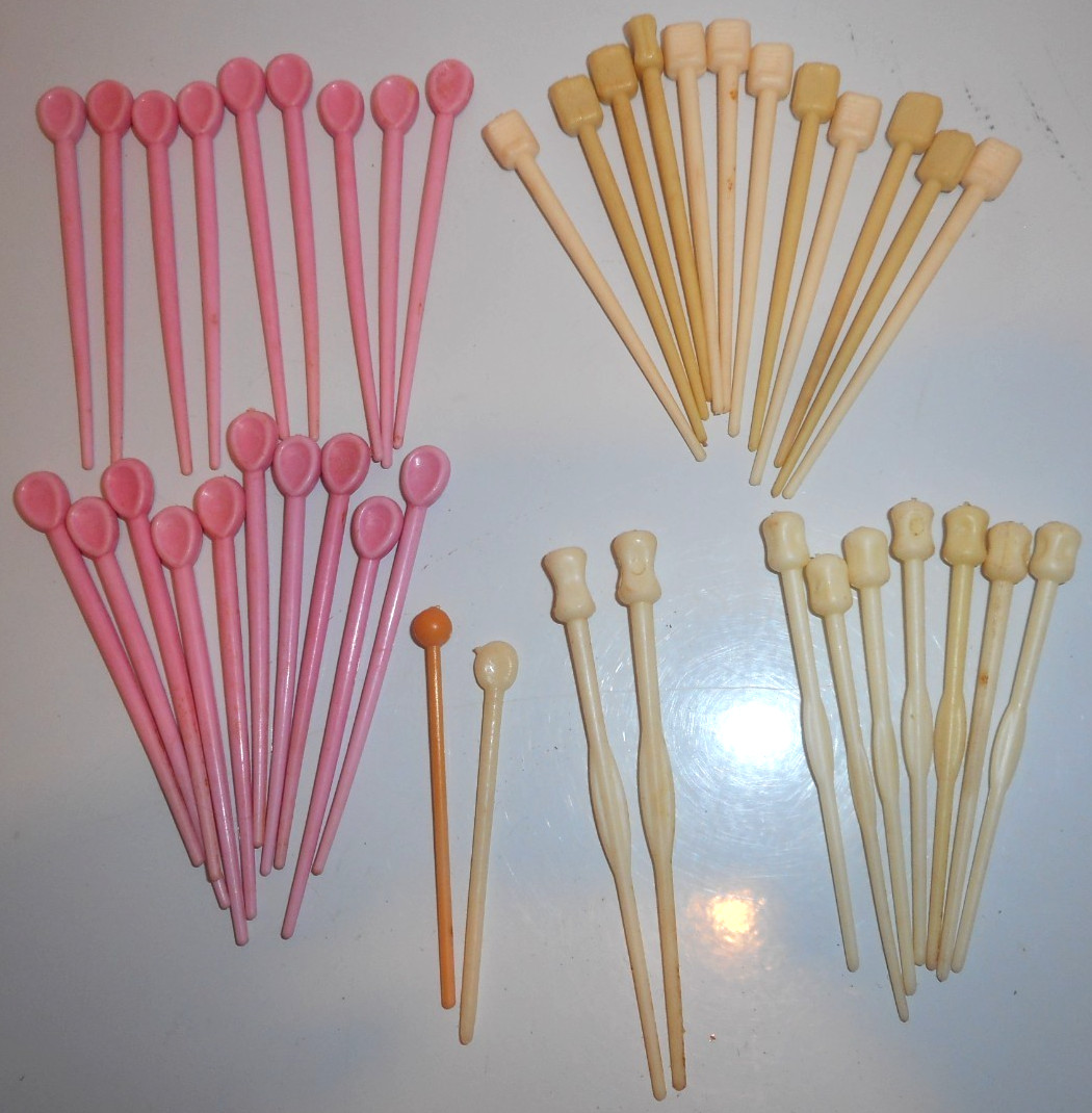 42 Vintage Misc Lot Hair Roller Pins Curler Picks 1960s Pink White Beige USED