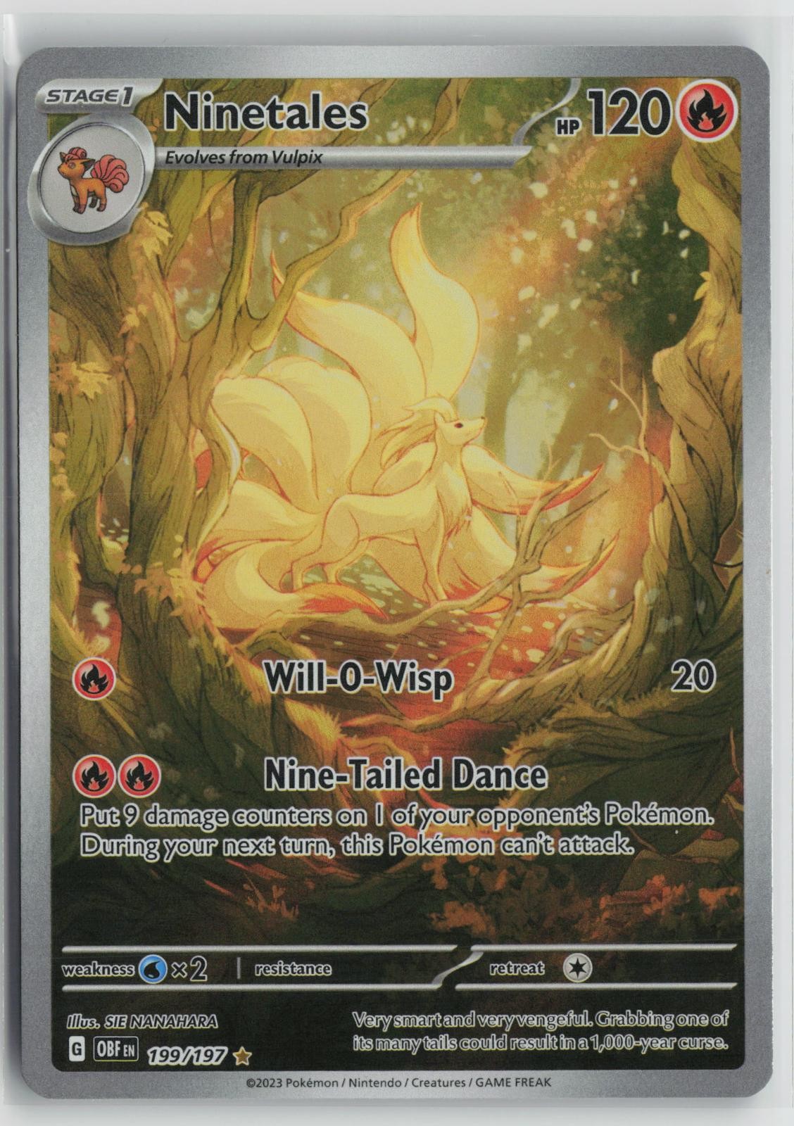Ninetales Lightly Played Holo 199/197 Obsidian Flames Pokemon