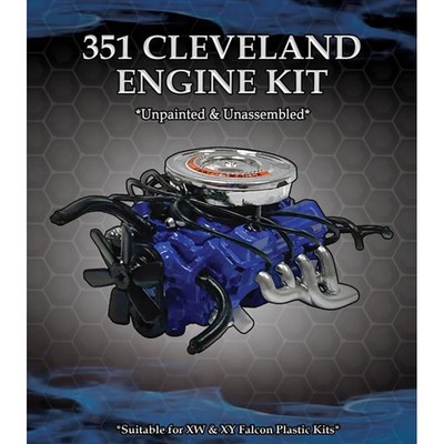 1:24 351 Cleveland V8 Engine + Accessories -- PLASTIC KIT -- DDA