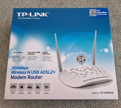 TP-Link TD-W8968 ADSL2+ Modem Router 300Mbps Wireless N 4-LAN Ports mit Adapter