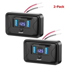 Panel voltímetro enchufe cargador montaje en pared toma de corriente USB de 78 W 4 puertos 12 V para autobús RV