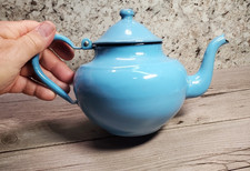 Vintage Robin Egg Blue Porcelain Enamel Enamelware Vintage Mid Century 1950's