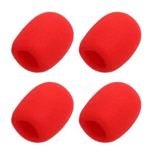 4pcs Microphone Foam Covers, 40mm (1.57") ID 10mm (0.39") Thickness, Red