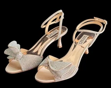Badgley Mischka Women's Nude Remi Kitten Evening  Heel Sandals, NEW pick size