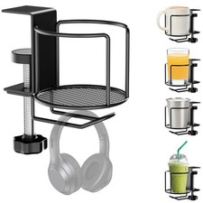 2-in-1 Desk Cup Holder with Headphone Hanger,Anti-Spill Table Water Bottle Ho...