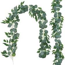 Greentime 2 Pack Greenery Garland Each 6.5 FT Artificial Eucalyptus Garland f...