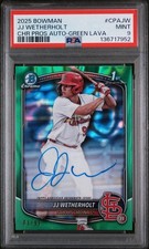 2025 1st Bowman JJ Wetherholt /99 * Green Lava Auto * PSA 81/99 Cardinals RC