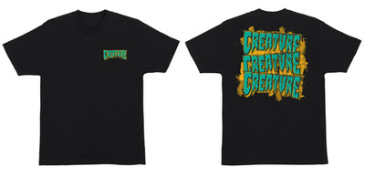 Creature Logo Spill Black Streetwear Tee Mens Skateboard Reprint S-5XL