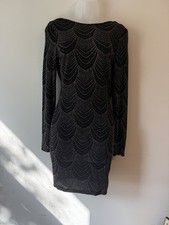 Windsor Black Gold Glitter Dress Formal Large