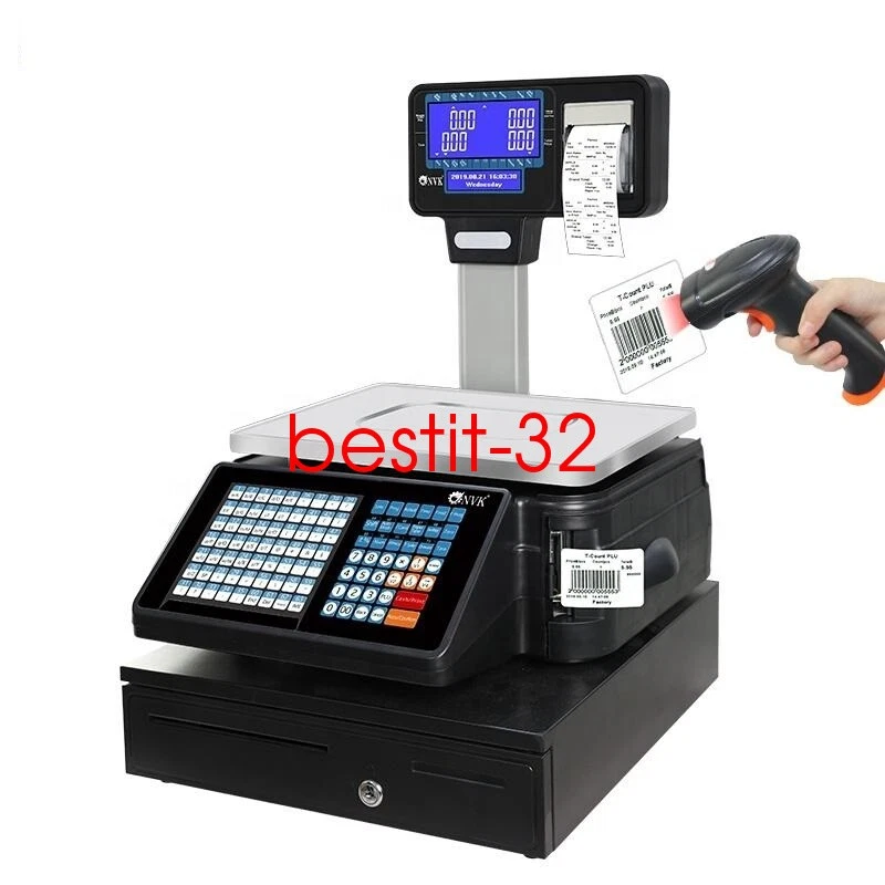 40w Electronic Digital Barcode Scale Label Printing Scale &Wifi 30kg 220v