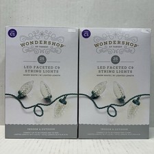 1 Lot of 2 Boxes Wondershop Item C1 25 Lights Per Box Warm White Faceted LED C9