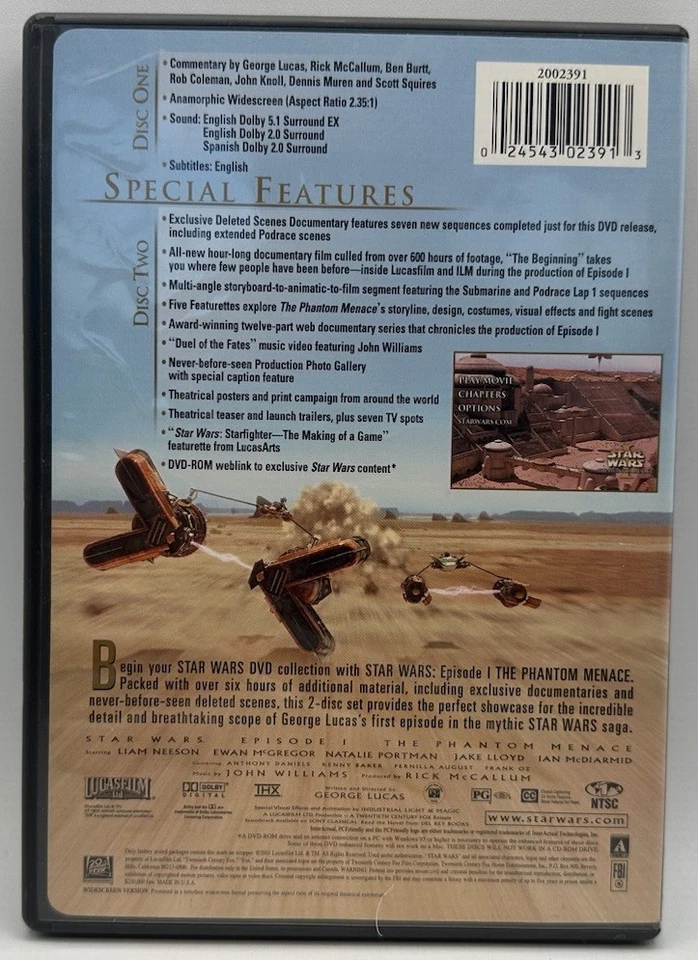 Star Wars: Episode I The Phantom Menace DVD Liam Neeson Widescreen Edition 2001 - Image 2 of 3