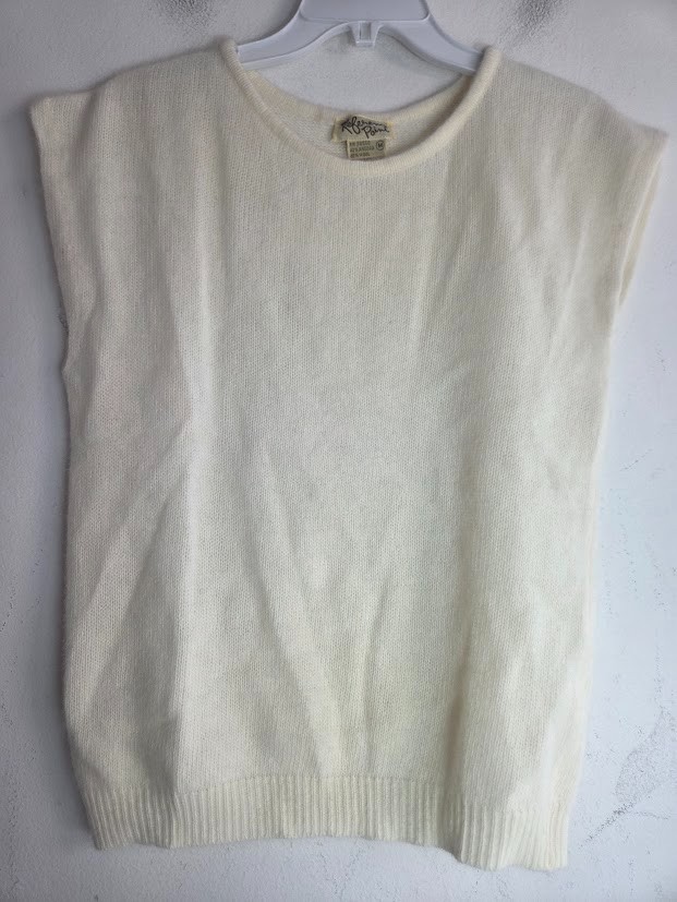 Reference Point Ivory Angora/Wool Cap Sleeve Knit… - image 5