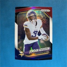 2025 Panini Prizm Red White&Blue Jordan Addison Minnesota Vikings NFL Football 