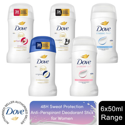 Dove Women Anti-Transpirant Deodorant Stick mit 48H Schweißschutz 50ml, 6er Pack