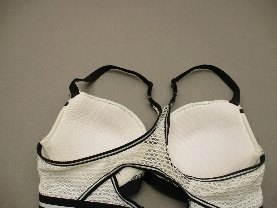 Bralette 34B On Gossamer para mujer blanco/negro forrado con aros espalda deportiva 4F Foto 4 de 4
