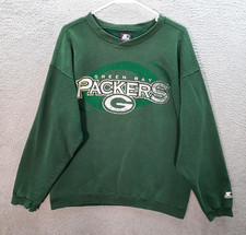 Vintage Green Bay Packers Sweatshirt Adult Large Green Crewneck NFL 1990s Y2K