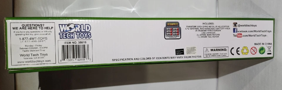 Nuevo en caja World Tech Toys Phantom 3.5 giroscopio metal IR helicóptero 35891 camuflaje radiocontrol Foto 3 de 4