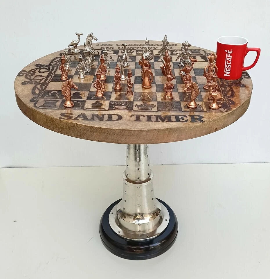 Stylish Chess Table Chess Game Chess Table With Brass Wooden Round Chess Table - Image 2 of 4