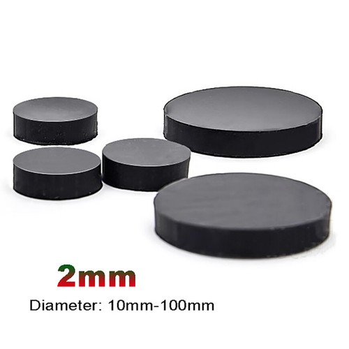Black Solid Rubber Disc Discs Buffer - 2mm Thick - Round Rubber Pads ...