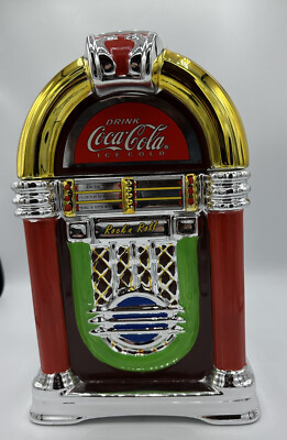 Coca Cola Ceramic 11 1/2” Jukebox Cookie Jar Retro 1950's Tabletop