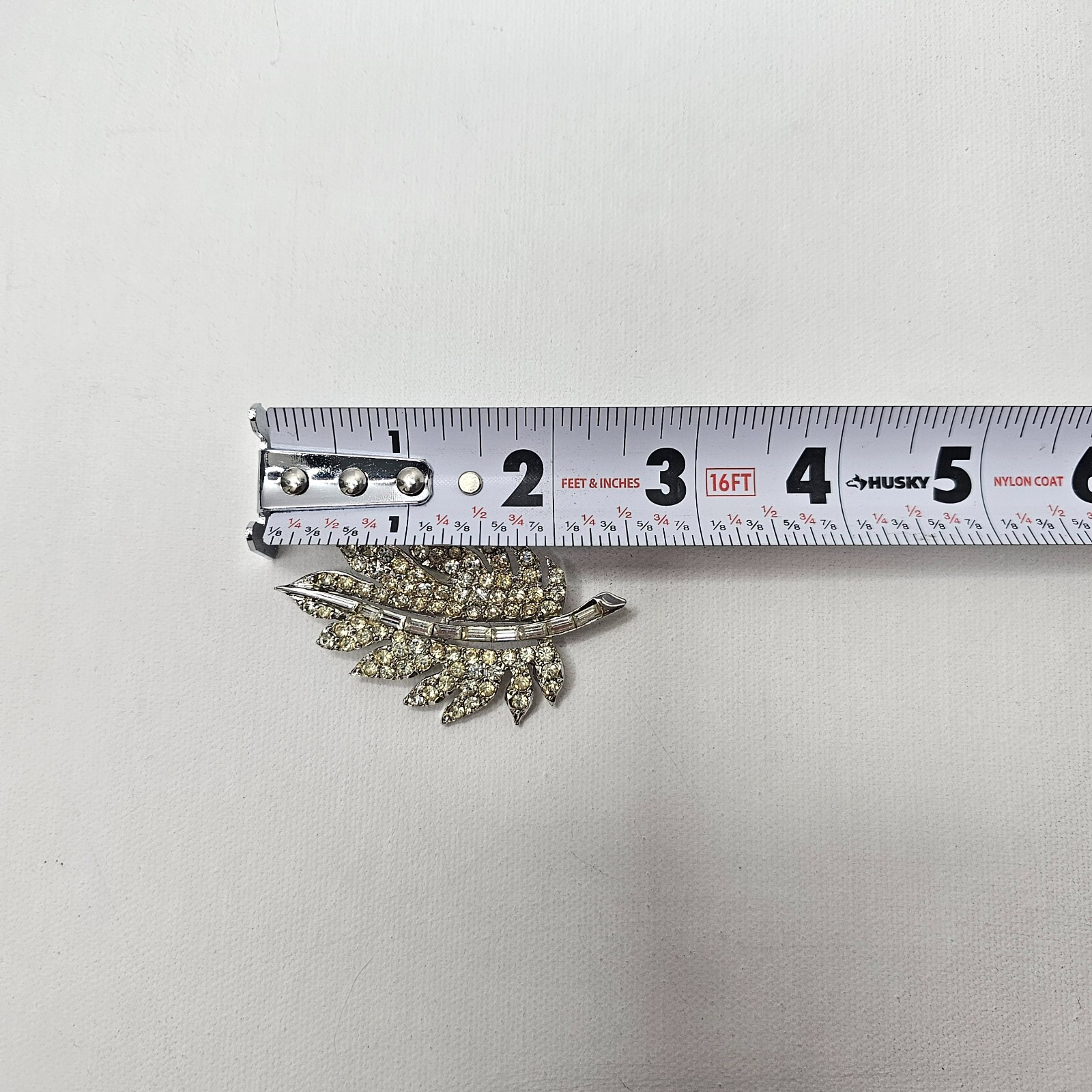 Pell Silver Tone Leaf Brooch Clear Rhinestone Cry… - image 9