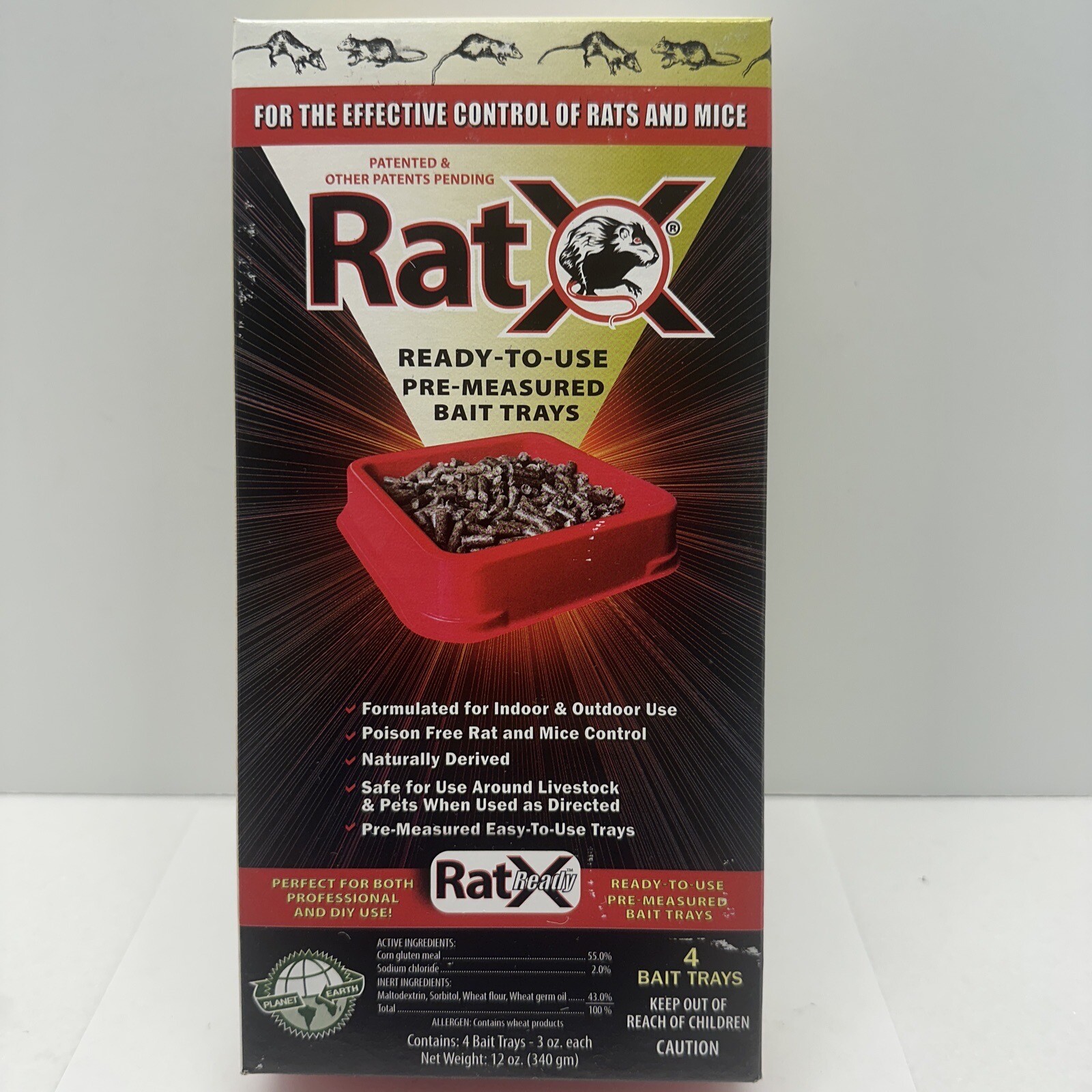 RatX Bait Trays (4) Kills Rats and Mice. Safe Around Pets When Used As