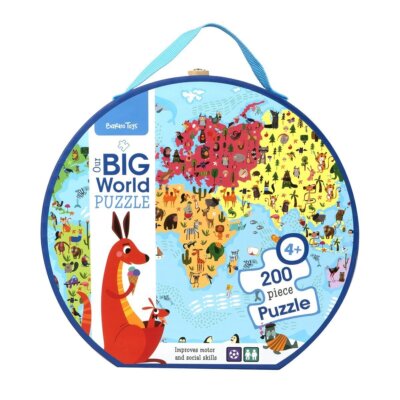 Barbo Toys dekoratives Weltkarte Puzzle Lernabenteuer im praktischen Koffer