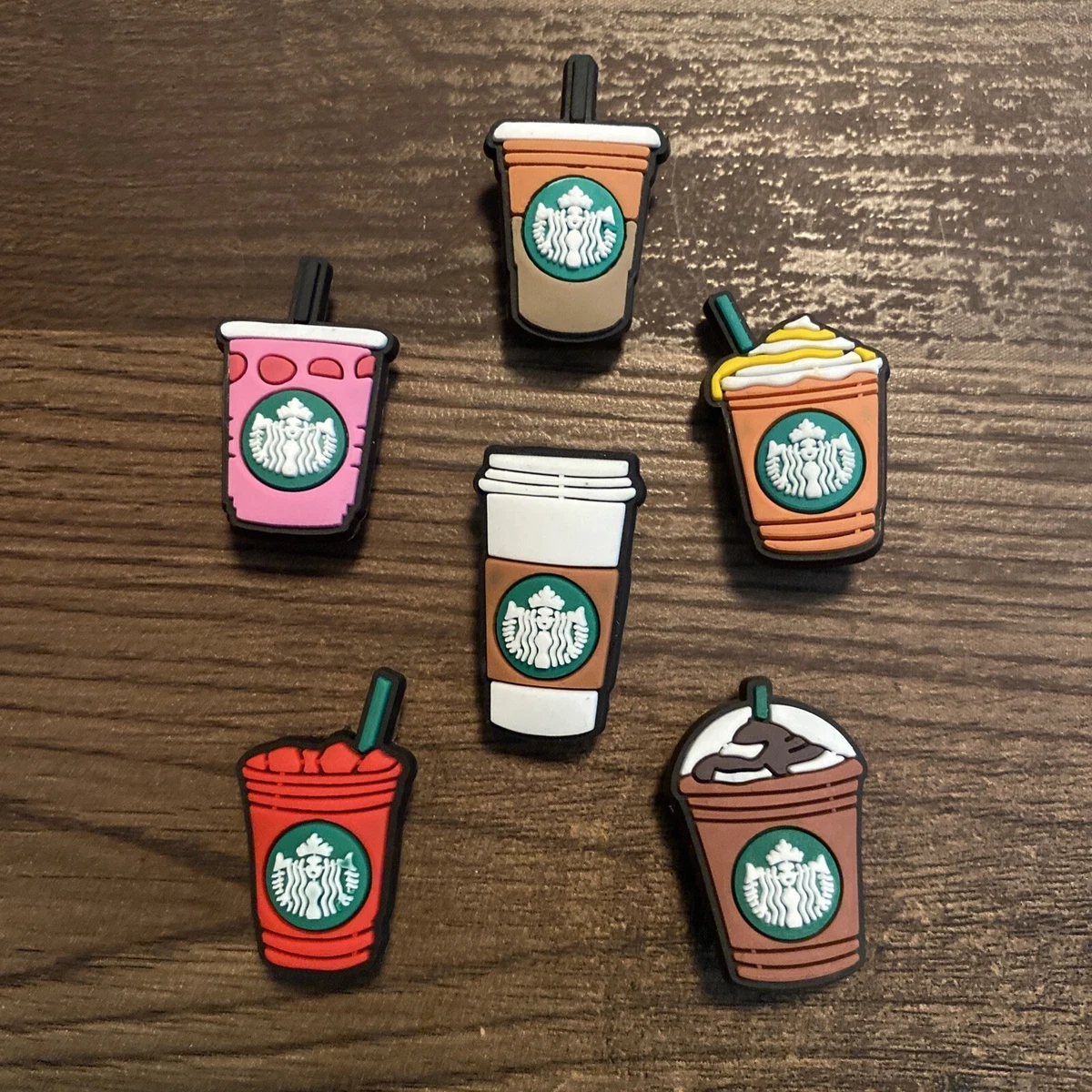 RARE! 6 Starbucks themed charms for croc. Jibz. Pink Drink Coffee