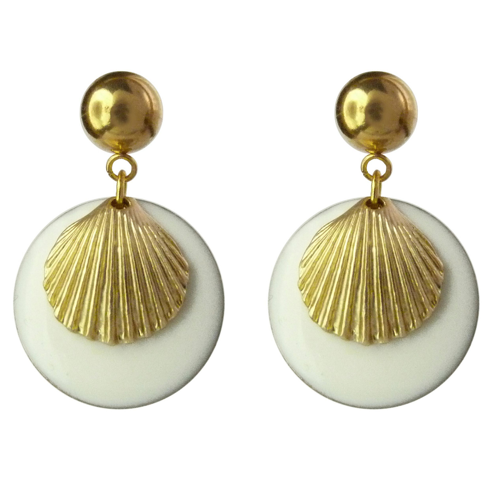 Boucles d'oreilles puces doré coquillage clou acier inoxydable anti-ternissement