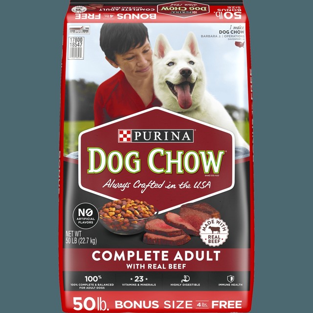 Purina Dog Chow Dry Dog Food Complete Adult With Real Beef 50 lb. Bag