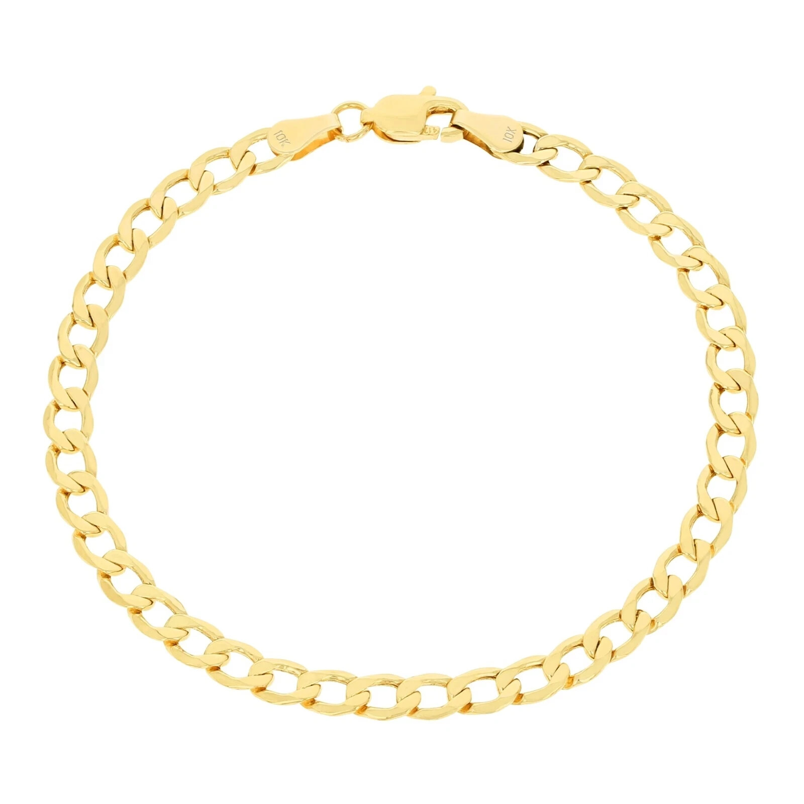 10K Yellow Gold 4.5mm Womens Cuban Link Curb Chain Bracelet Italian Made 7