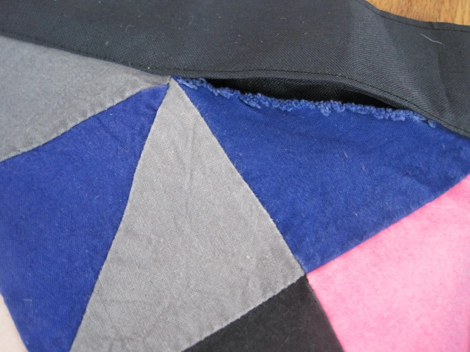 Triangle Square Pink Black Pieced Quilt NOT QUILTED BACK - Image 4 of 4