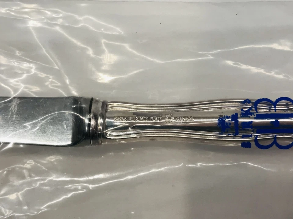 Sellado Nuevo Juego De 4 Abedules Regency Chippendale Plato de Plata Cuchillo Mantequilla Sin Mono Foto 3 de 3