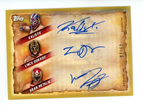 2020 WWE Road To WrestleMania Gold Triple Auto Kalisto Lince Dorado Gran Metalik - Picture 1 of 2