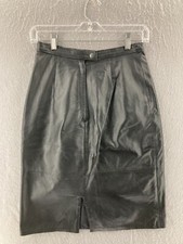 Vintage 90s Genuine Leather Skirt Womens 5/6 Midi