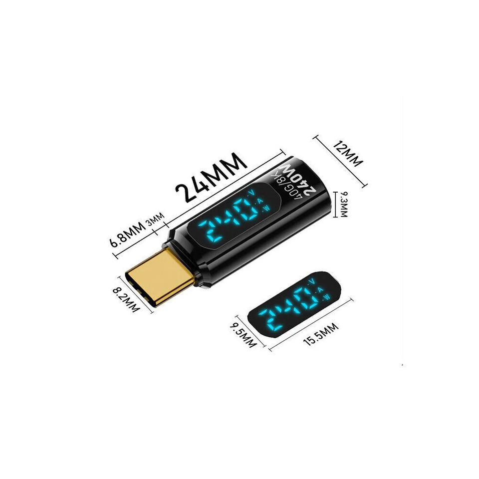 Digital LED Display USB 4.0 Type-C 40Gbps Adapter PD 240W USB C Extension Laptop - Image 4 of 4