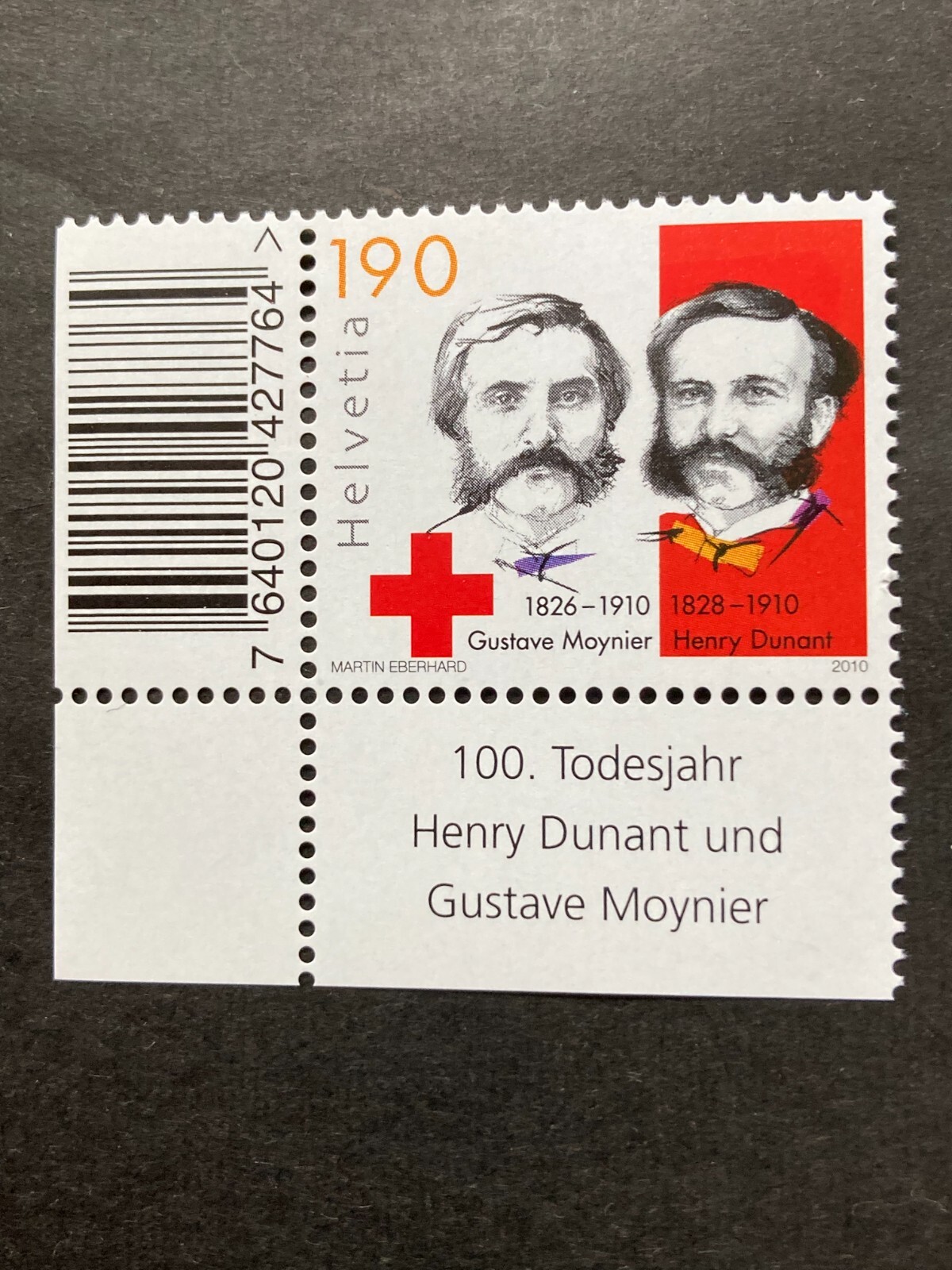 Schweiz 2010 Henry Dunant Rotes Kreuz Tab Deutsch postfrisch