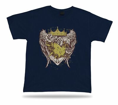 Heart Rose wings crown shield thorn vector tshirt design stylish birthday gift