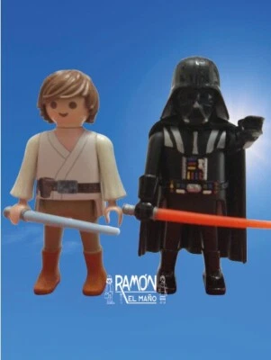 - HECHO A MANO - Custom Playmobil Darth Vader y Luke Skywalker figuras colección Star Wars