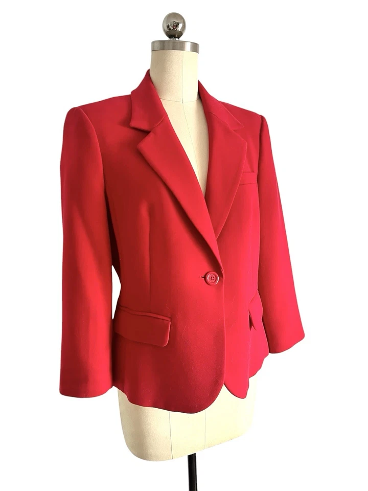 Forever 21 XXI Mujer Rojo Clásico Blazer Corto Informal Oficina Chaqueta Talla L Foto 2 de 4